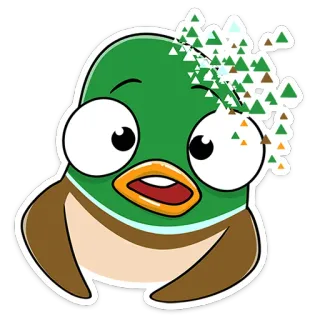 🤯 anatra, cartone animato, divertente, uccello, verde, animale, personaggio whatsapp sticker