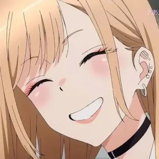 🌟 Marin Kitagawa My Dress-Up Darling anime meisje, glimlachend, schattig, anime, portret, blond haar whatsapp sticker