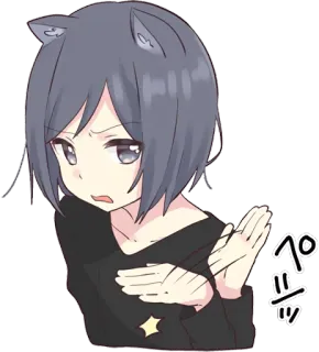 ❌ ぺ anime, catgirl, cute, kawaii, sticker telegram sticker
