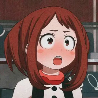 🍫 Ochaco Uraraka My Hero Academia Anime, Cartoon, Ochaco Uraraka, My Hero Academia, fille, choquée, mignon telegram sticker