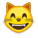 😸 кот, эмодзи, желтый, улыбающийся, животное, лицо whatsapp sticker