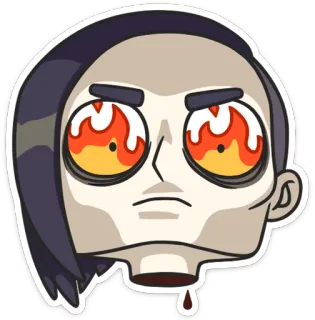 😡 漫画, 頭, 斬首, 怖い, ゾンビ, 火, 目, ステッカー telegram sticker