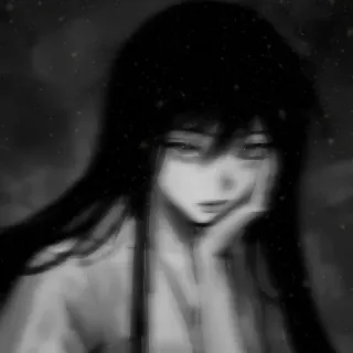 🖤 动漫女孩, 漫画, 悲伤, 肖像, 女人 telegram sticker