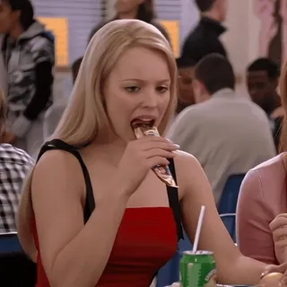 ♥️ Regina George Mean Girls Mean Girls, Regina George, sucre d'orge, Noël, école, déjeuner, film telegram sticker