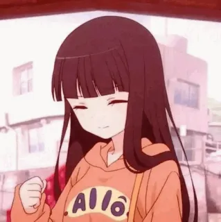 🖤 ALLO Anime, Dziewczyna, Bluza z kapturem, Kreskówka, Słodkie telegram sticker