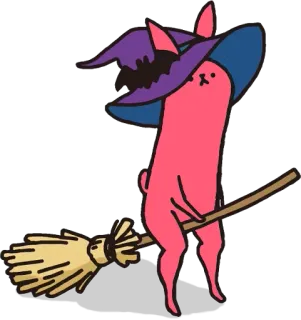 😊 Hexe, Besen, Magie, Halloween, Cartoon, Fantasy, Tier whatsapp sticker