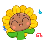 💃 tournesol, bébé, dessin animé, joyeux, fleur, musique, mignon telegram sticker