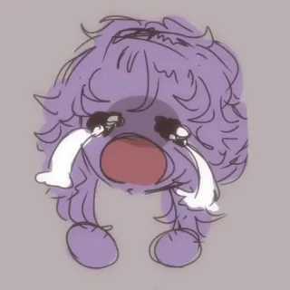 😭 huilen, verdrietig, paars, cartoon, emotie, tranen, schets, tekening telegram sticker