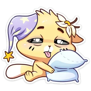 😴 chat, endormi, oreiller, mignon, dessin animé, animal, autocollant telegram sticker