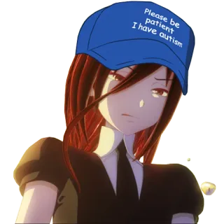 😕 Please be patient I have autism autism, awareness, patience, hat, anime telegram sticker