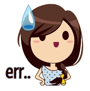 😅 err.. dibujo animado, chica, expresión, avergonzada, confundida whatsapp sticker
