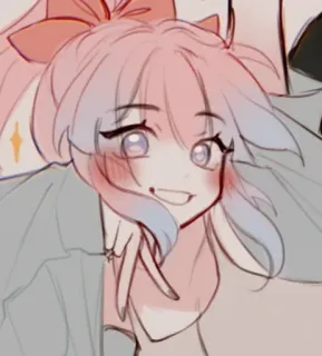 💗 Anime, Mädchen, Süß, Rosa Haare, Cartoon telegram sticker