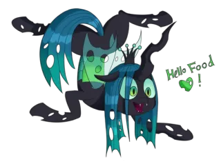👋 Queen Chrysalis My Little Pony Hello Food ! Rainha Chrysalis, MLP, My Little Pony, Desenho animado, Comida, Fanart whatsapp sticker