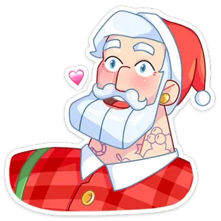 ❤️ Santa Claus Père Noël, Noël, cœur, fêtes, dessin animé, tatouages telegram sticker