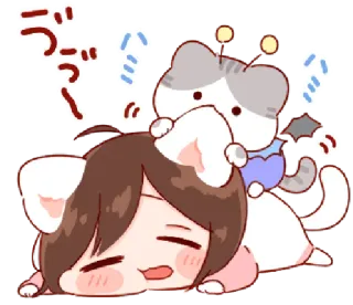 🎭 うー mengantuk, imut, kawaii, kucing, gadis, anime, kelelahan telegram sticker
