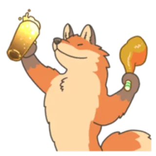 🍗 renard, boisson, animal, dessin animé, boisson, mignon telegram sticker