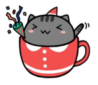 🎊 Katze, Party, Feier, Tasse, Süß, Sticker telegram sticker
