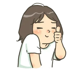 👍 만화, 소녀, 엄지 척, 긍정적, 승인 whatsapp sticker