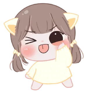 😜 Cartoon, Anime, Meisje, Schattig, Tong, Blozen, Kawaii, Sticker telegram sticker