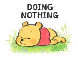 🧁 Winnie the Pooh DOING NOTHING 위니 더 푸, 게으른, 잠자는, 만화, 빈둥거리다, 곰, 휴식 telegram sticker