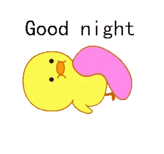 🐥 Good night desenho animado, animal, amarelo, pato, dormindo, boa noite telegram sticker