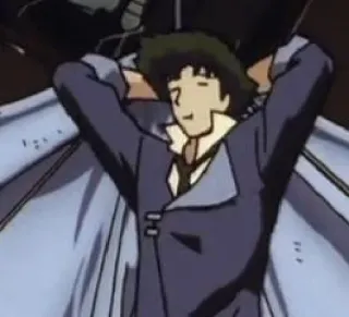 😌 Spike Spiegel Cowboy Bebop Anime, Personaje, Relajado, Genial, Ciencia ficción, Western espacial telegram sticker