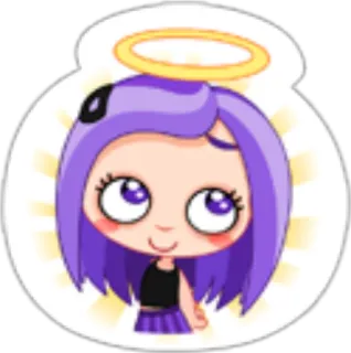 😇 Engel, niedlich, Cartoon, lila, Heiligenschein telegram sticker