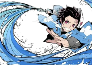 👊 Tanjiro Kamado Demon Slayer Anime, Manga, Demon Slayer, Tanjiro, Respiro dell'Acqua whatsapp sticker