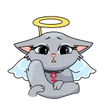 🥺 chat, ange, auréole, ailes, autocollant, mignon, féminin telegram sticker