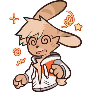 😵‍💫 kartun, karakter, hewan, pusing, bingung, spiral, animasi, stiker telegram sticker