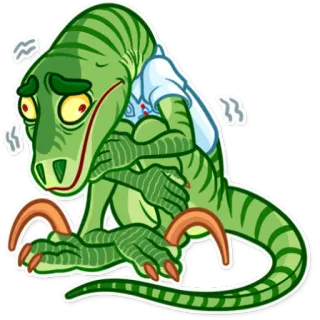 😖 dinosaur, animal, sad, cartoon, reptile, green, character telegram sticker