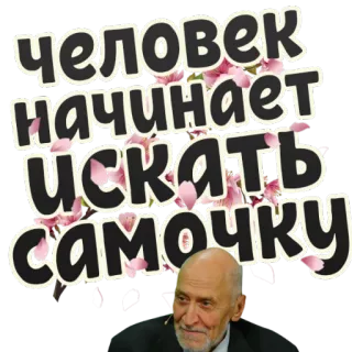 😎 человек начинает искать самочку ロシア語, テキスト, 人物, 花, ステッカー telegram sticker