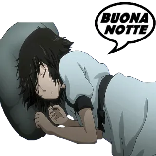 🛌 BUONA NOTTE спокойной ночи, сон, кровать, подушка, аниме telegram sticker