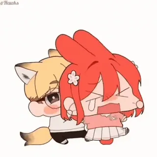 ❤️ anime, cartoon, fox, bunny, cute, kawaii, chibi whatsapp sticker