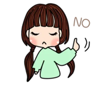 🙅 NO menina, desenho animado, não, negação, desacordo, negativo telegram sticker