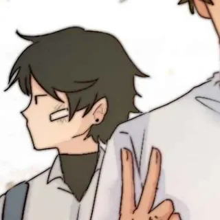 🐈‍⬛️ Anime, Charakter, Friedenszeichen, Schuluniform whatsapp sticker