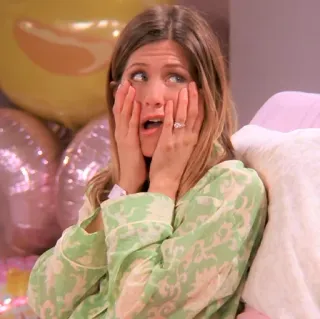 😱 Rachel Green Friends Jennifer Aniston, chocada, celebridade, programa de tv, emocional telegram sticker