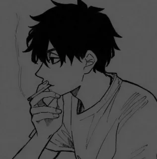 🖤 Fumer, Cigarette, Anime, Personnage, Manga, Tabac telegram sticker