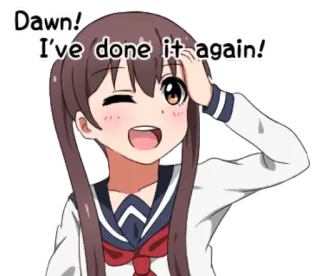 😅 Dawn! I've done it again! Anime, Chica, Dibujos animados, Guiño, Lindo, Alegre telegram sticker