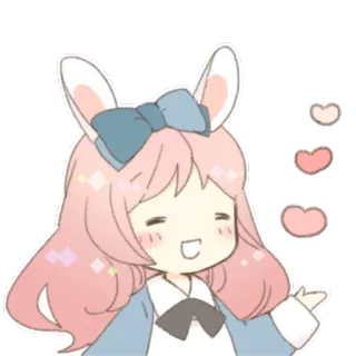 💕 милый, зайчик, каваий, аниме, наклейка, мультфильм telegram sticker