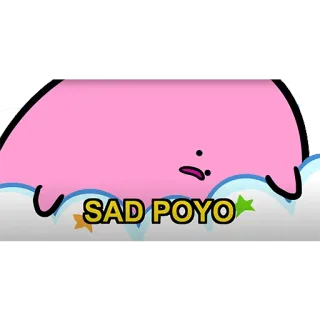 ☹️ SAD POYO 悲しい, ポヨ, 可愛い, アニメ, ピンク, 雲 telegram sticker
