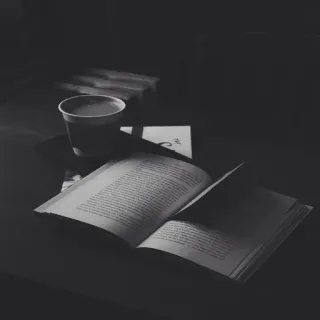 📖 buch, kaffee, lesen, literatur, getränk, stillleben whatsapp sticker