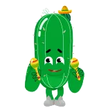 🥴 cactus, maracas, cartoon, hat, cute, mexican, plant telegram sticker