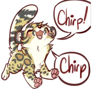 😃 Chirp! Chirp! Katze, süß, Tier, zwitschern, lustig, Leopard, Kätzchen telegram sticker
