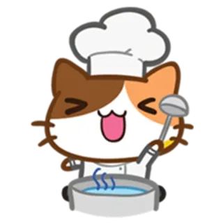 😆 猫, シェフ, 料理, 食べ物, 漫画 telegram sticker