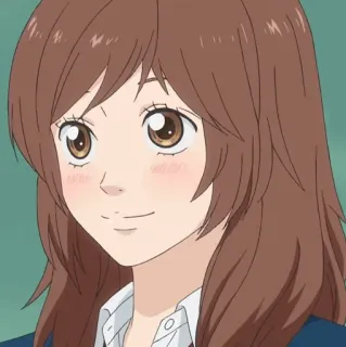 🥡 anime, girl, smiling, brown hair, portrait telegram sticker
