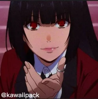 🥢 Yumeko Jabami Kakegurui @kawaiipack anime, cartoon, red eyes, woman, kawaii telegram sticker