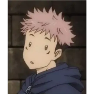 🙂 Yuji Itadori Jujutsu Kaisen anime, manga, cartoon, yuji itadori, jujutsu kaisen, funny, meme, expression whatsapp sticker
