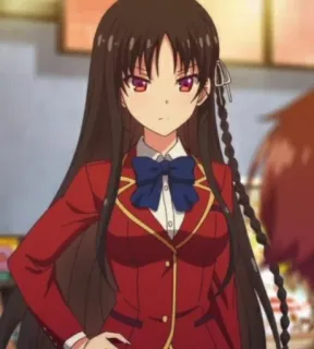 ✖️ Kikyo Kushida Classroom of the Elite Anime, Kikyo Kushida, Classroom of the Elite, Dessin animé, Fille, Uniforme, Écolière whatsapp sticker
