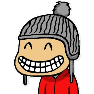 😁 Мультфильм, Персонаж, Зима, Шапка, Улыбка, Милый whatsapp sticker